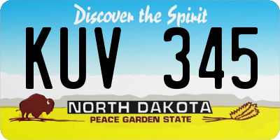 ND license plate KUV345
