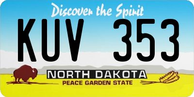ND license plate KUV353