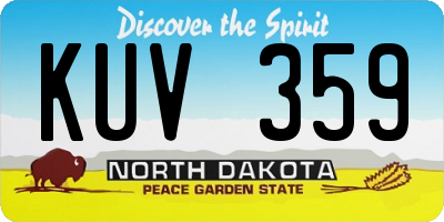 ND license plate KUV359