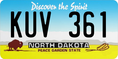 ND license plate KUV361