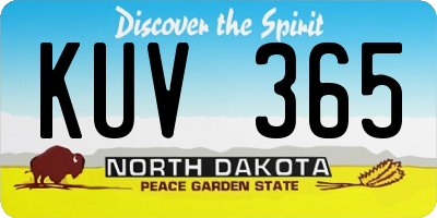 ND license plate KUV365