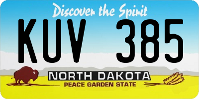 ND license plate KUV385