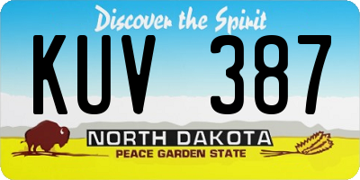 ND license plate KUV387