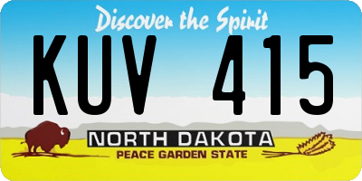 ND license plate KUV415
