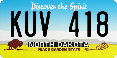 ND license plate KUV418