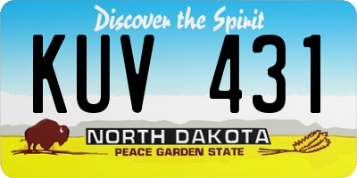 ND license plate KUV431