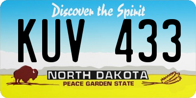 ND license plate KUV433