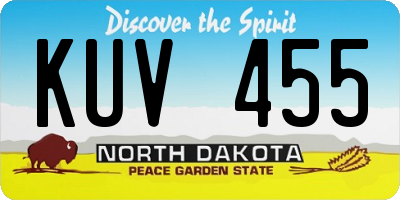 ND license plate KUV455