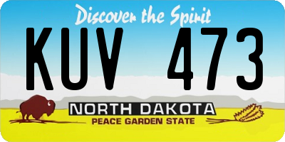 ND license plate KUV473