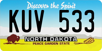 ND license plate KUV533