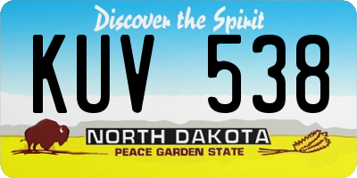 ND license plate KUV538