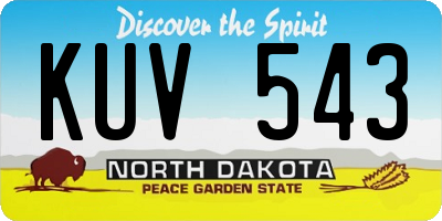 ND license plate KUV543