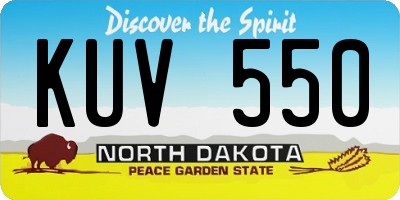 ND license plate KUV550