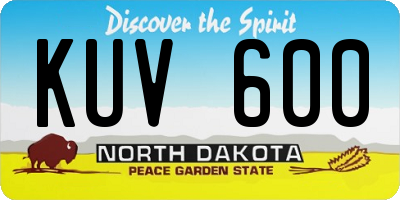 ND license plate KUV600