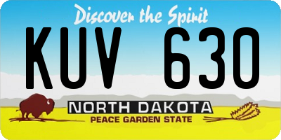 ND license plate KUV630