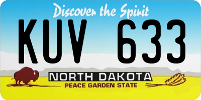 ND license plate KUV633