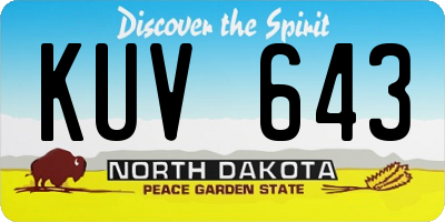 ND license plate KUV643