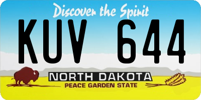 ND license plate KUV644