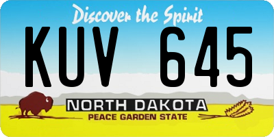 ND license plate KUV645