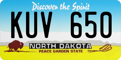ND license plate KUV650