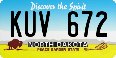 ND license plate KUV672