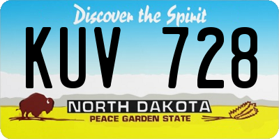 ND license plate KUV728