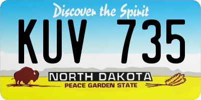 ND license plate KUV735