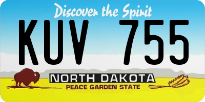 ND license plate KUV755