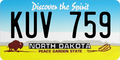 ND license plate KUV759