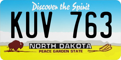 ND license plate KUV763