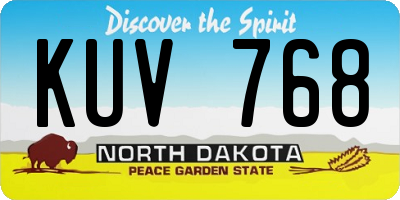 ND license plate KUV768