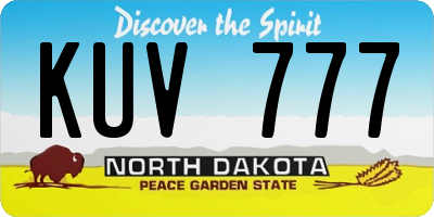 ND license plate KUV777