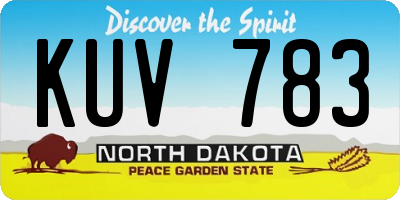 ND license plate KUV783