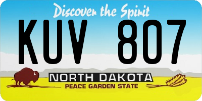 ND license plate KUV807
