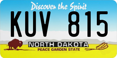 ND license plate KUV815