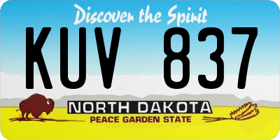 ND license plate KUV837