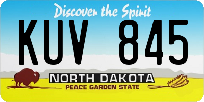 ND license plate KUV845