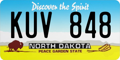 ND license plate KUV848