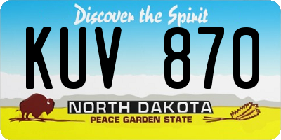 ND license plate KUV870