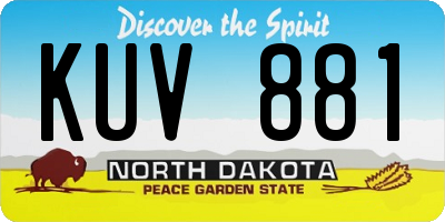 ND license plate KUV881