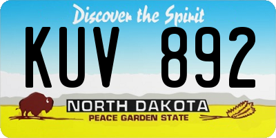 ND license plate KUV892