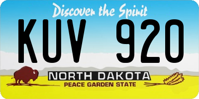 ND license plate KUV920