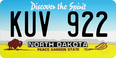 ND license plate KUV922