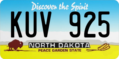 ND license plate KUV925
