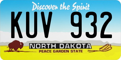 ND license plate KUV932