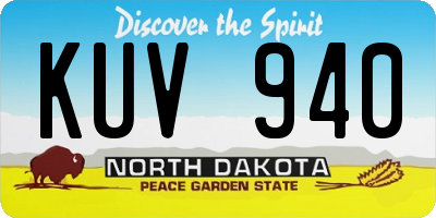 ND license plate KUV940
