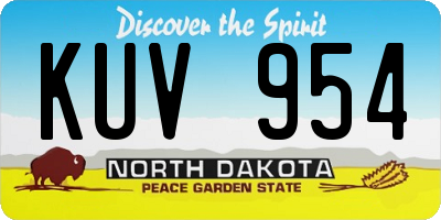 ND license plate KUV954