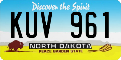 ND license plate KUV961