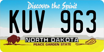 ND license plate KUV963