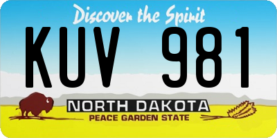 ND license plate KUV981